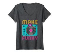 Donna Make It Funky | Urban Dance Musica afroamericana Maglietta con Collo a V, Grigio Scuro, XXL