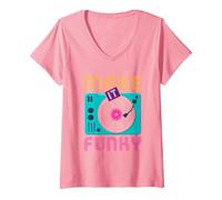 Donna Make It Funky | Urban Dance Musica afroamericana Maglietta con Collo a V, Rosa, L