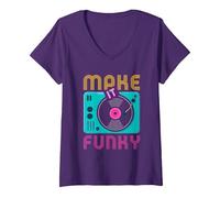 Donna Make It Funky | Urban Dance Musica afroamericana Maglietta con Collo a V, Viola, S