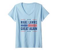Donna Make Lawns Great Again Funny Lawn Mower Funny Fathers Day Maglietta con Collo a V