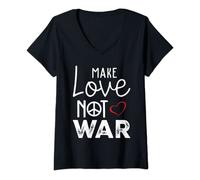 Donna Make Love Not War Peace Peaceful Support Peace Maglietta con Collo a V