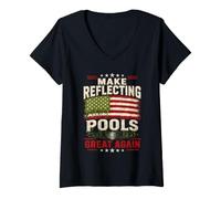 Donna Make Reflecting Pool Great Again Team Algae American Flag Maglietta con Collo a V