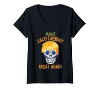 Donna Make Taco Tuesday Great Again Funny Trump Taco Uomo Donna Maglietta con Collo a V
