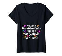Donna Making Breakthroughs One Syllable At A Time Speech Therapy Maglietta con Collo a V