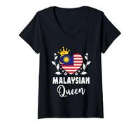 Donna Malaysian Queen Malaysia Flag Proud Malaysian Woman Maglietta con Collo a V