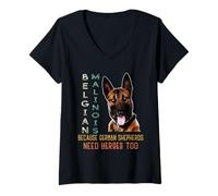 Donna Malinois Belga perché Anche i pastori Tedeschi Hanno Bisogno di Eroi Maglietta con Collo a V