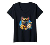 Donna Malinois Giocatore Baseball Amici Fedeli Maglietta con Collo a V