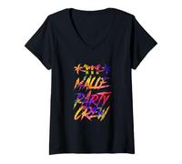Donna Malle Party Crew | Maiorca scritta divertente Maglietta con Collo a V