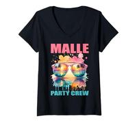 Donna Malle Party Crew - Maiorca Vacanza Design Maglietta con Collo a V