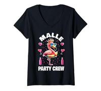 Donna Malle Party Crew Maiorca - Vestito da Donna e da Uomo Maglietta con Collo a V
