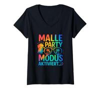 Donna Malle Party Mode Attivato Occhiali Vacanza Gruppi Maglietta con Collo a V