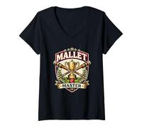 Donna Mallet Master Regalo Divertente per Il Gioco del Prato Maglietta con Collo a V