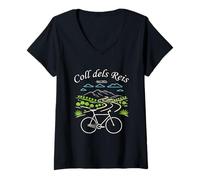 Donna Mallorca Coll dels Reis Bicicletta Ciclismo Biciclette Ciclista Maglietta con Collo a V