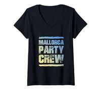 Donna Mallorca Party Crew | Preventivo del Team per Le Vacanze Maglietta con Collo a V