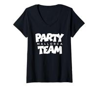 Donna Mallorca Party Team (Bianco) Maiorca Maglietta con Collo a V