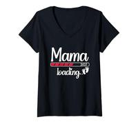 Donna Mama 2027 Loading Soon To Be Mama 2027 Maglietta con Collo a V