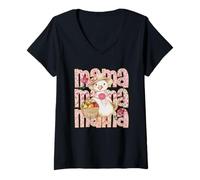 Donna Mama Goose - Cestino floreale per cappelli Maglietta con Collo a V