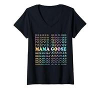 Donna Mama Goose Goose Amante Divertente Umorismo Maternità Maglietta con Collo a V