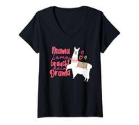 Donna Mama Lama non ha bisogno di dramma Maglietta con Collo a V