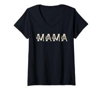 Donna Mama Lettere Floreali Neutro Beige Estetico Maglietta con Collo a V
