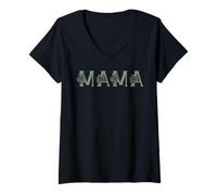 Donna Mama Lettere Floreali Verde Salvia Estetica Maglietta con Collo a V