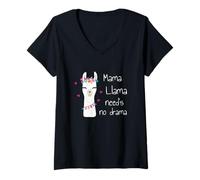 Donna Mama Llama Non ha Bisogno di drammi - Divertente & Cute Mom Maglietta con Collo a V