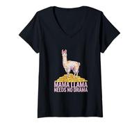Donna Mama Llama non ha bisogno di drammi per salvare il dramma per tua madre Maglietta con Collo a V
