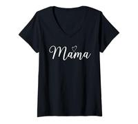 Donna Mama Love Heart Fun Mama Grandma Shirt Mom Mothers Day Maglietta con Collo a V