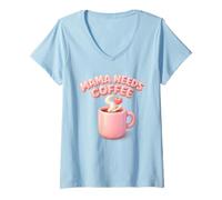 Donna Mama Needs Coffee Cute Mom Caffeine Mothers Day Gift Maglietta con Collo a V