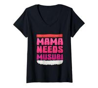 Donna Mama Needs Musubi Maglietta con Collo a V