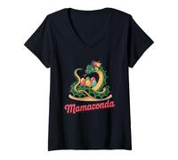 Donna Mamaconda - Serpente per la Festa della Mamma, Divertente, retrò, Serpente Maglietta con Collo a V