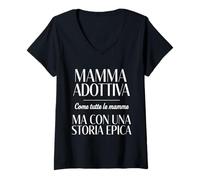 Donna Mamma Adottiva Adozione Frase Maglietta con Collo a V