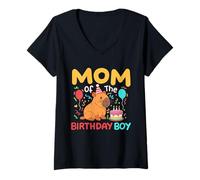 Donna Mamma Del Compleanno Ragazzo Carino Capybara Bambini Bday Famiglia Maglietta con Collo a V