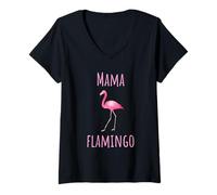 Donna Mamma Flamingo per mamma amante degli animali divertente uccello Maglietta con Collo a V