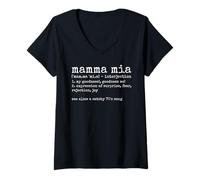 Donna Mamma Mia Dizionario Italiano Definizione Divertente Maglietta con Collo a V