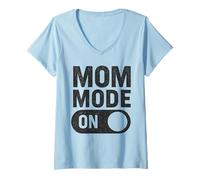 Donna Mamma modalità su Divertente Prima Volta Madre Mamma Vita Maglietta con Collo a V