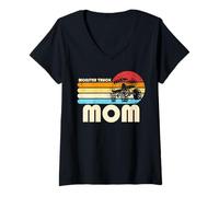 Donna Mamma Monster Truck Maglietta con Collo a V