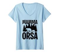 Donna Mamma Orsa Maglietta con Collo a V