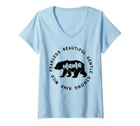 Donna Mamma Orsa | Mama Bear Beautiful Gentle Strong Kind Wild FEA Maglietta con Collo a V