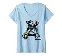 Donna Mamma Schnauzer nano Girasole Schnauzer nano Maglietta con Collo a V