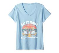 Donna Mamme Salate Beach Club Vacanze Salate Migliore Madre Maglietta con Collo a V