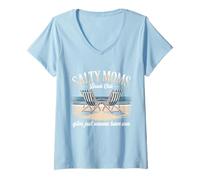 Donna Mamme Salate Beach Club Vacanze Salate Migliore Madre Maglietta con Collo a V
