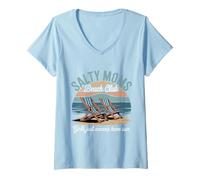 Donna Mamme Salate Beach Club Vacanze Salate Migliore Madre Maglietta con Collo a V