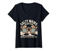 Donna Mamme Salate Beach Club Vacanze Salate Migliore Madre Maglietta con Collo a V