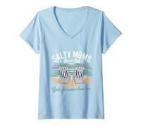 Donna Mamme Salate Beach Club Vacanze Salate Migliore Madre Maglietta con Collo a V
