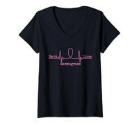 Donna Mammograms Save Lives Nastro Rosa Consapevolezza del Cancro al Seno Maglietta con Collo a V