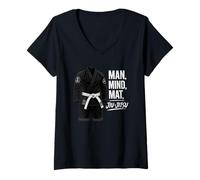 Donna Man Mind Mat Jiu-Jitsu Filosofia Maglietta con Collo a V