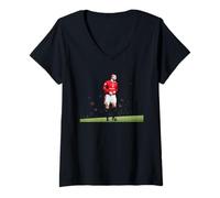 Donna Man Utd Franc Eric Cantona Mondiali di Calcio 1996 Maglietta con Collo a V