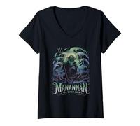 Donna Manannán Sea Witch Lord Celtico Oceano Dio Mitologia Maglietta con Collo a V