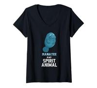 Donna Manatee is My Spirit Animal Graphic Divertente Uomini Donne Bambini Maglietta con Collo a V
